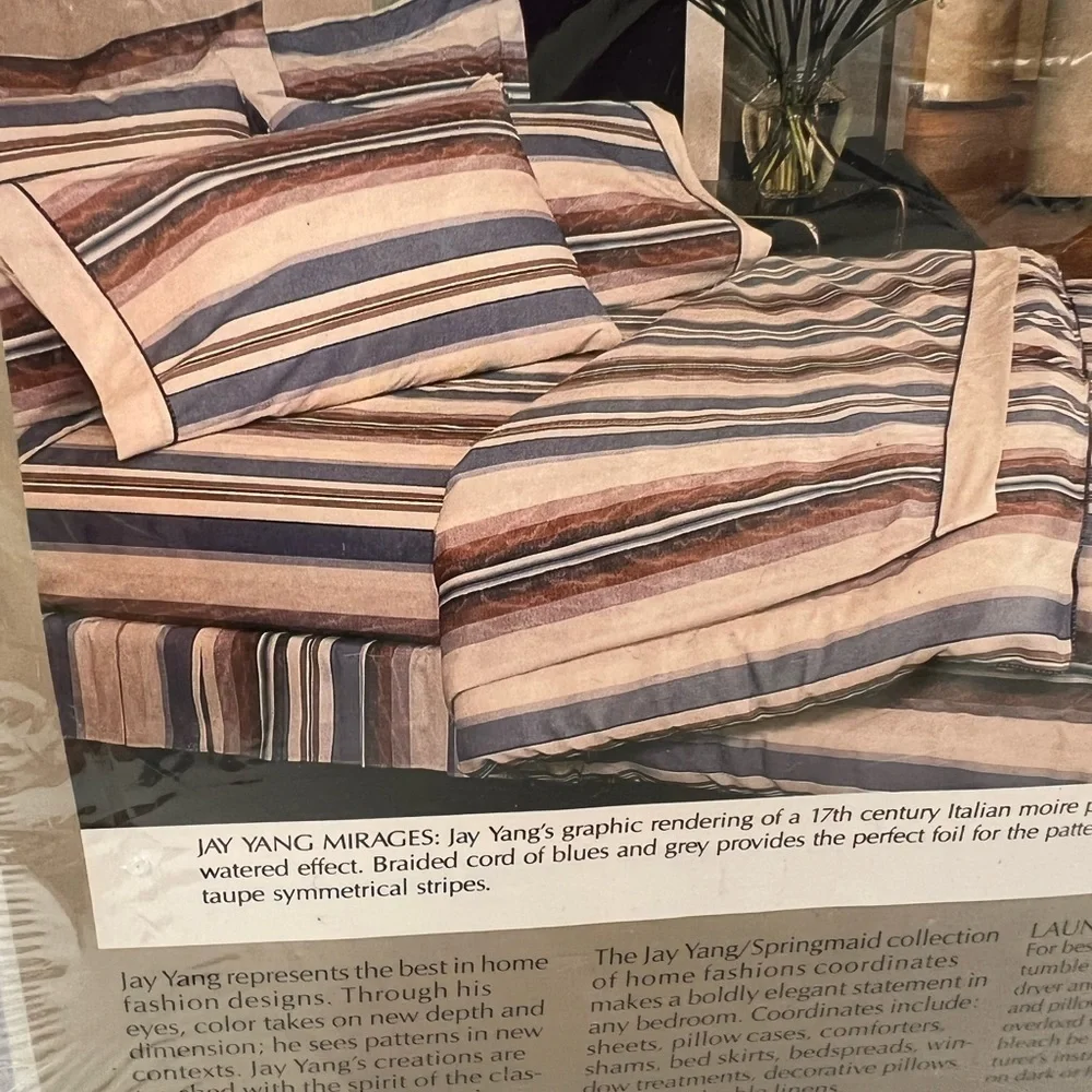 Vintage Springmaid Jay Yang Striped Mirages California King Fitted Sheet